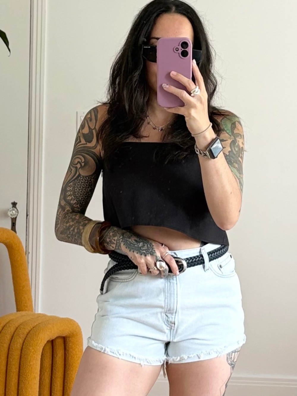 Vintage light wash Levis cut offs